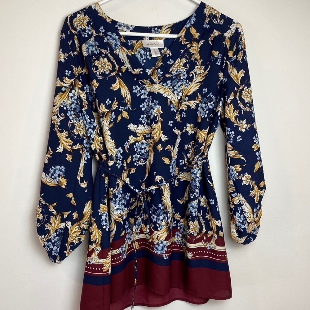 Motherhood Maternity Small Floral Removable Tie Waist Top Blouse Georgette